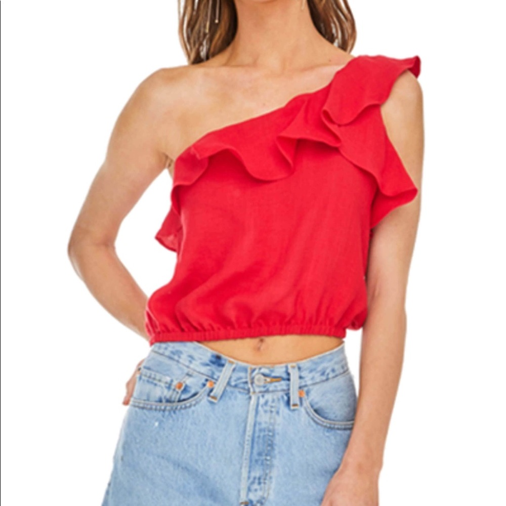 ASTR RUFFLE ONE SHOULDER TOP